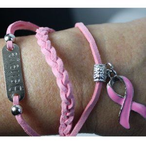 Breast Cancer Ribbon Charm Bracelet